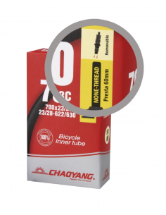 CAMARA CHAOYANG 700X23/28C V/60MM NEGRA LISA DESMONTABLE